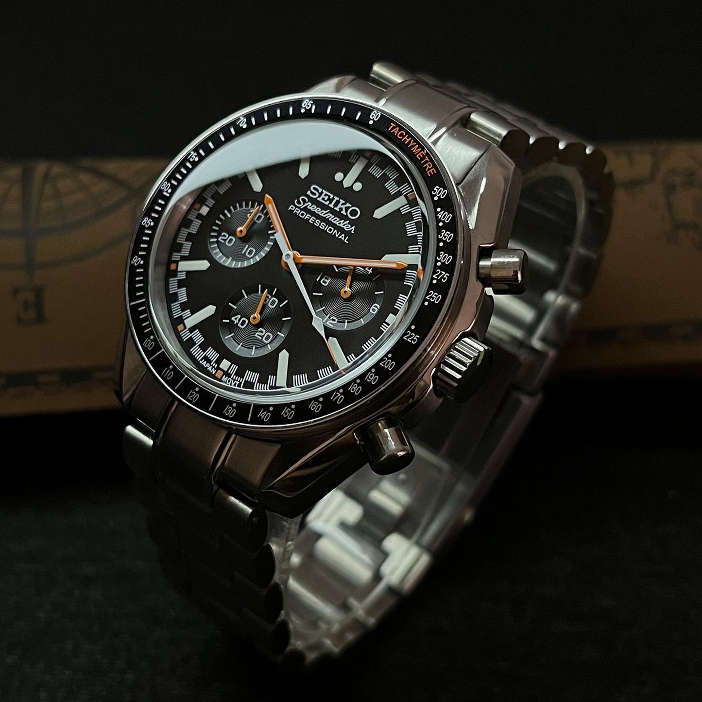 Custom Silver and Orange Speed Chrono SeikoMod