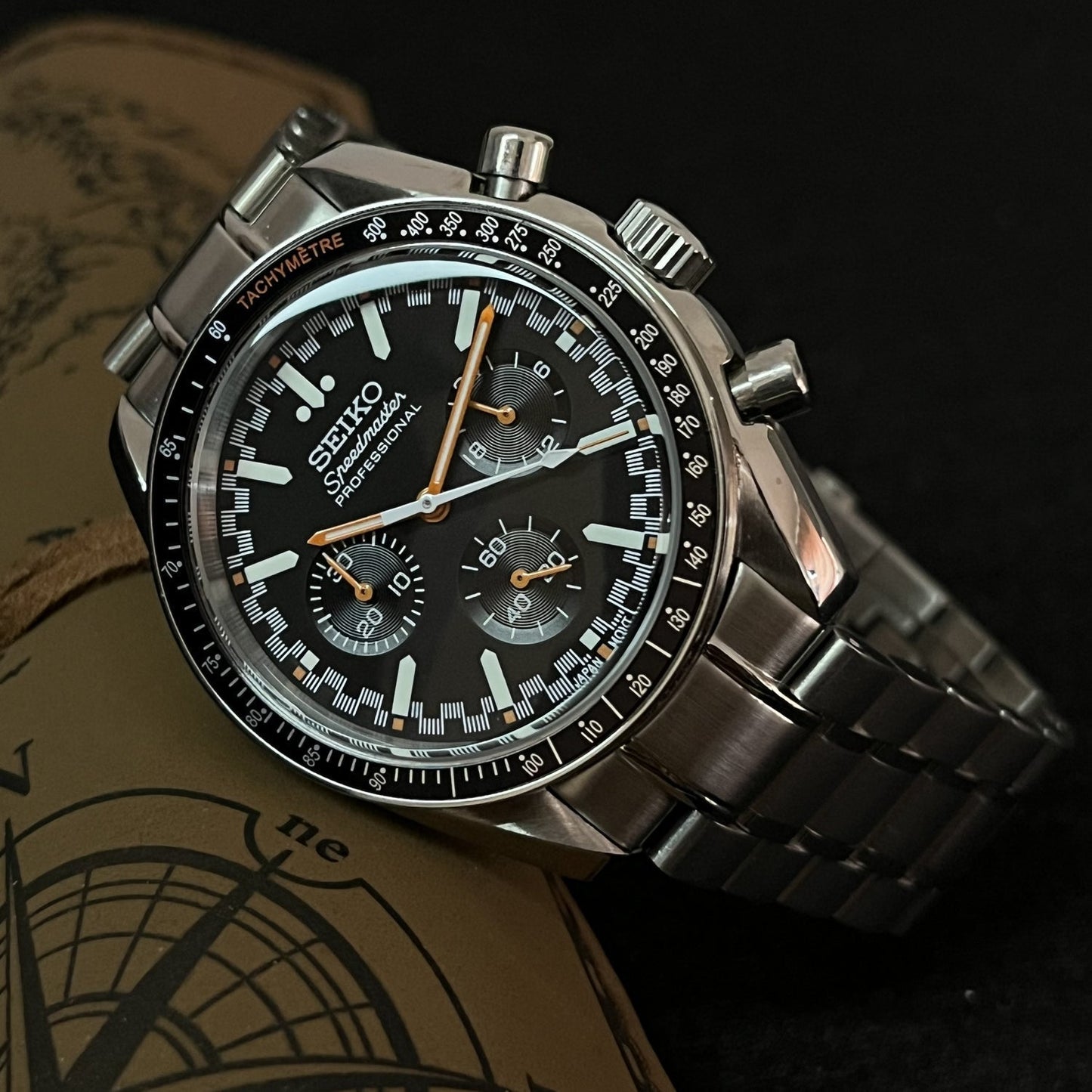 Custom Silver and Orange Speed Chrono SeikoMod