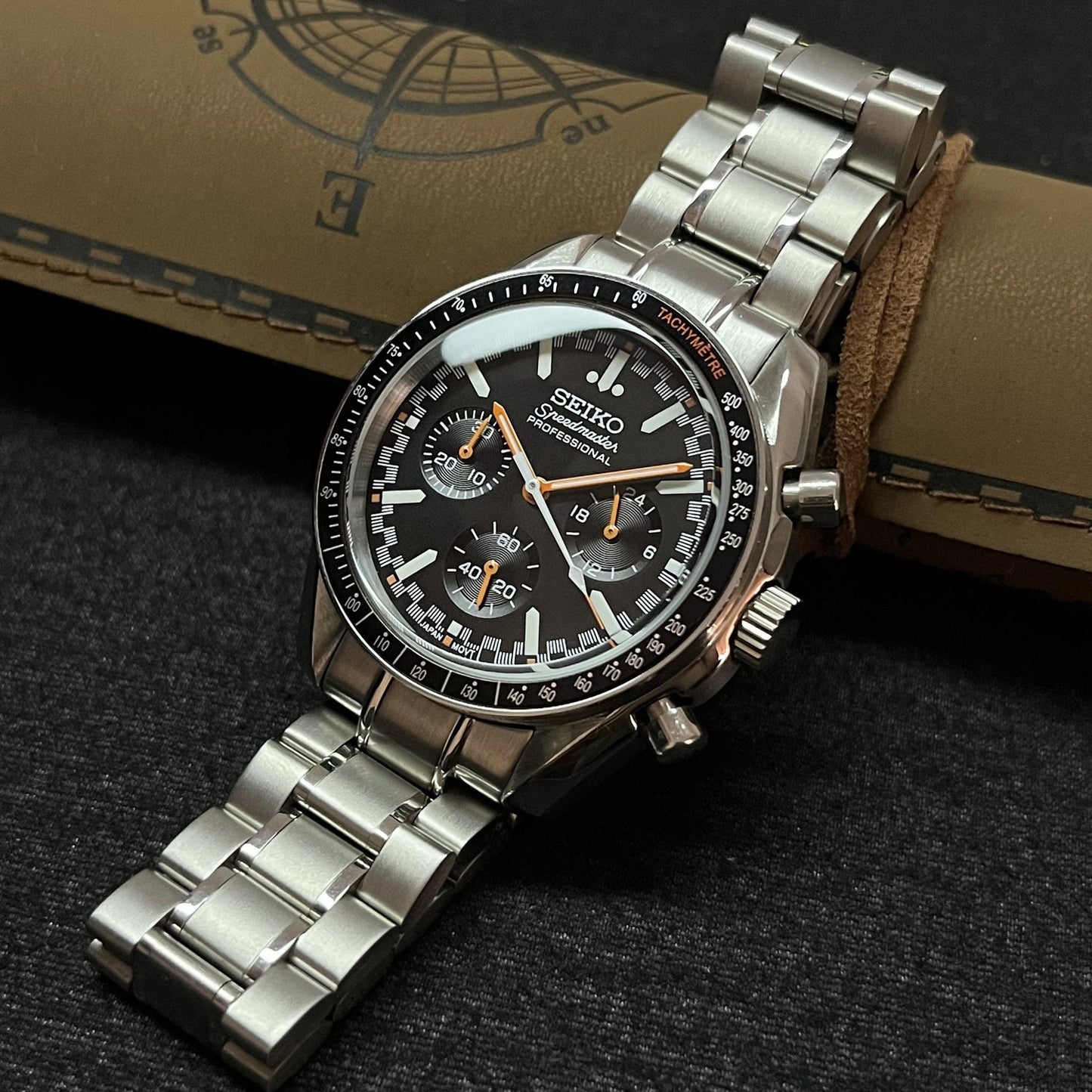 Custom Silver and Orange Speed Chrono SeikoMod