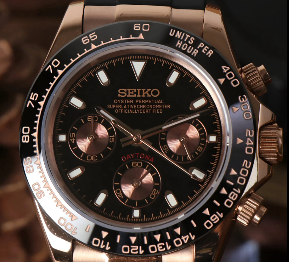 SeikoMod Daytona Rose Gold - Black