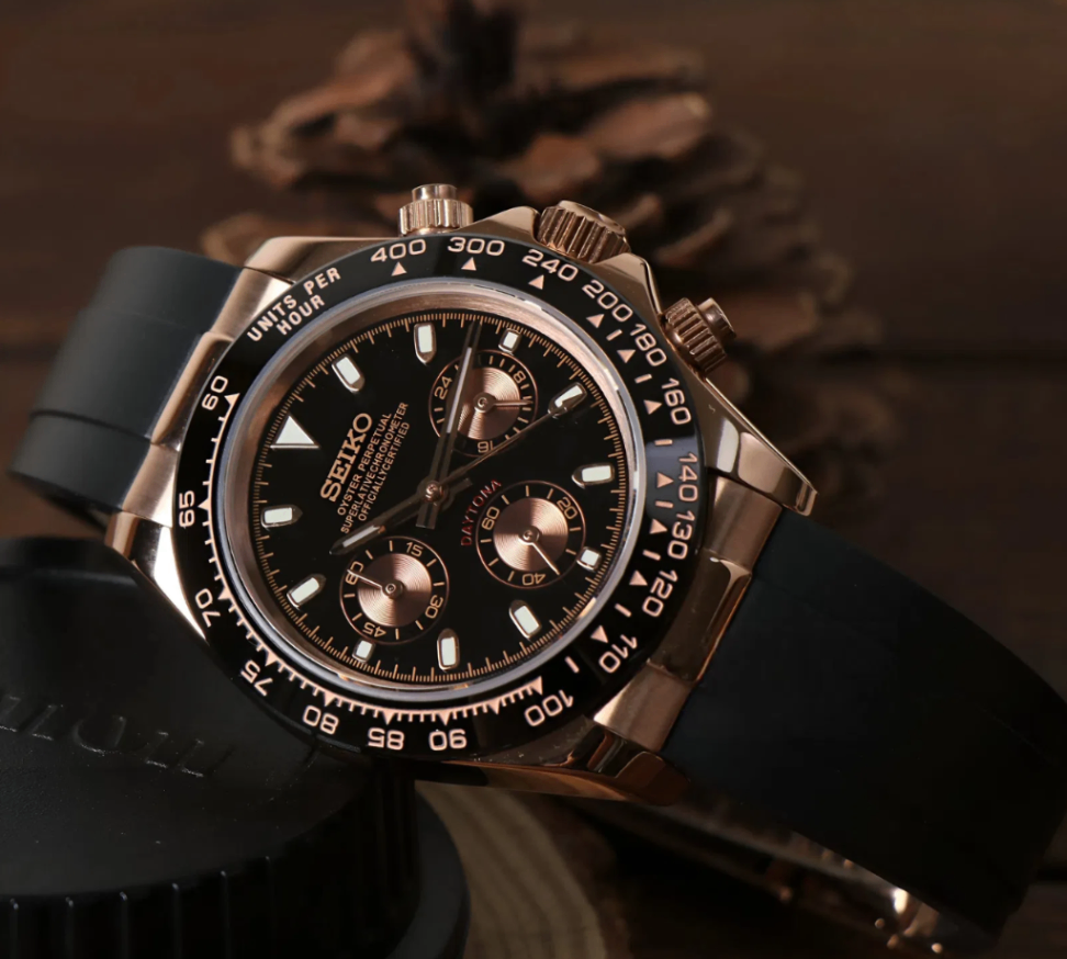 SeikoMod Daytona Rose Gold - Black