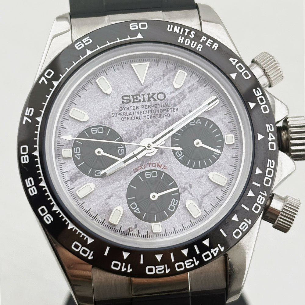 SeikoMod Daytona Black meteorite