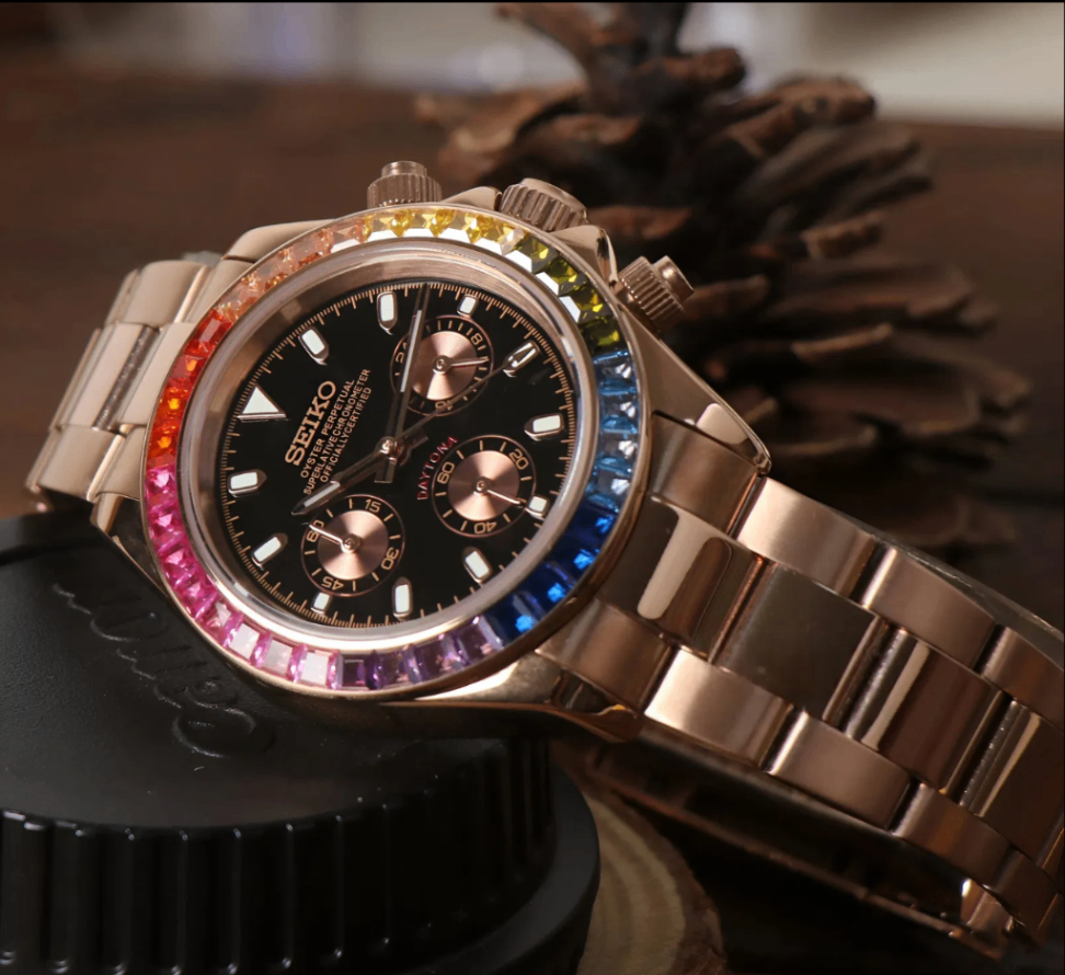 SeikoMod Daytona Rose Gold - Rainbow