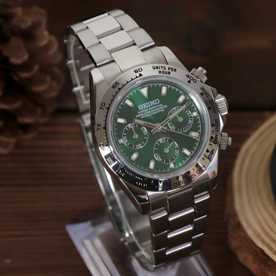 SeikoMod Daytona Silver Green