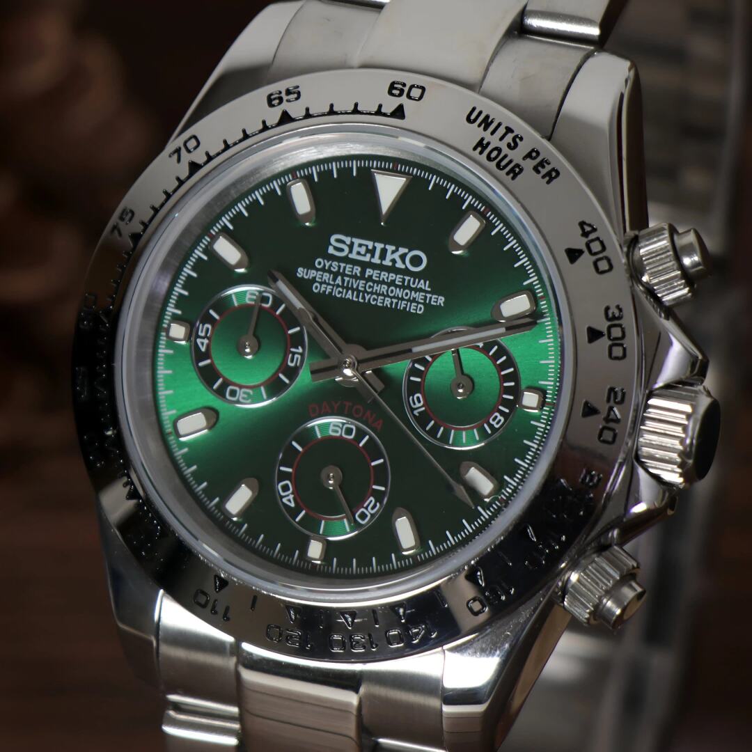 SeikoMod Daytona Silver Green