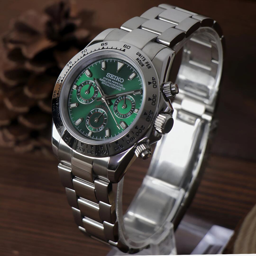 SeikoMod Daytona Silver Green