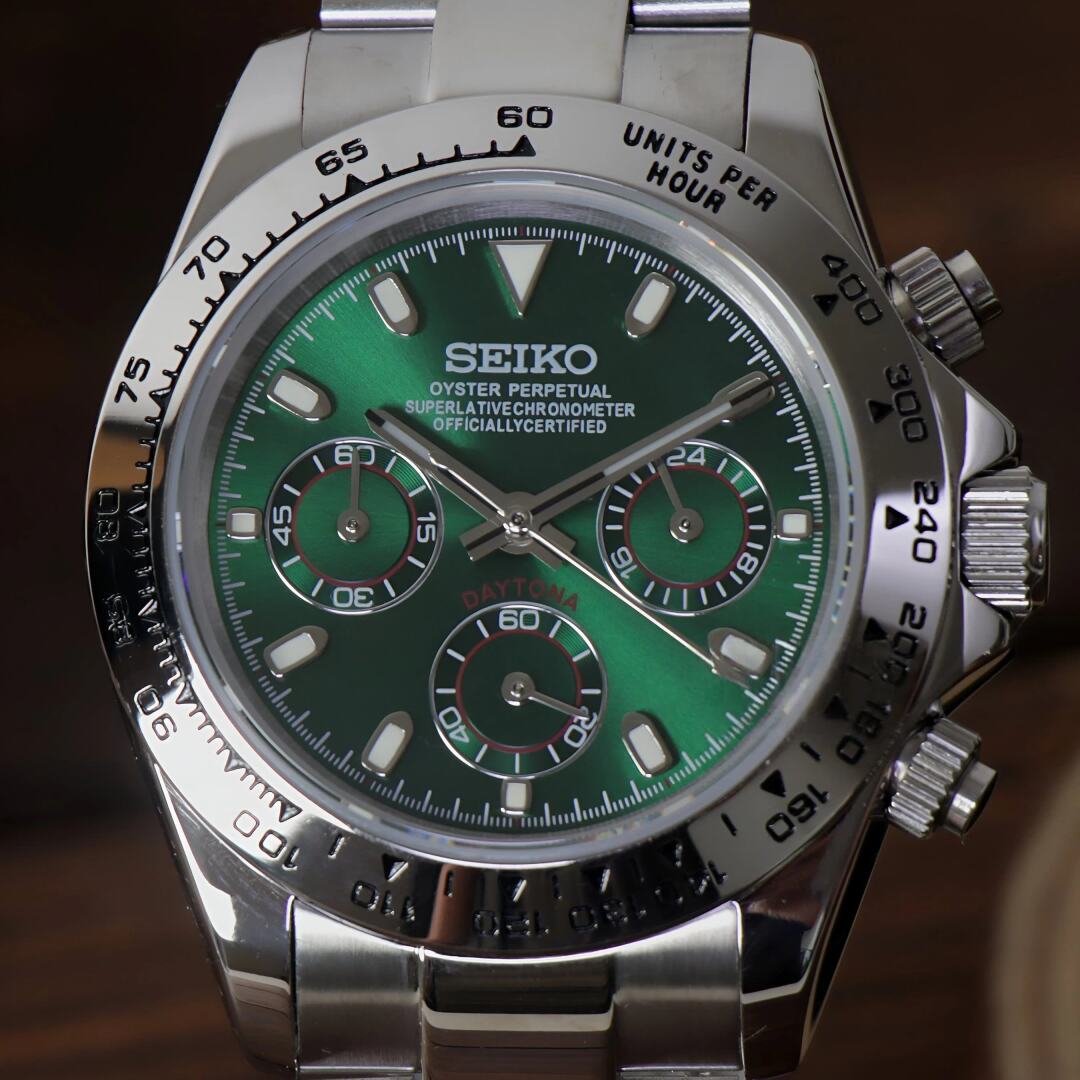 SeikoMod Daytona Silver Green