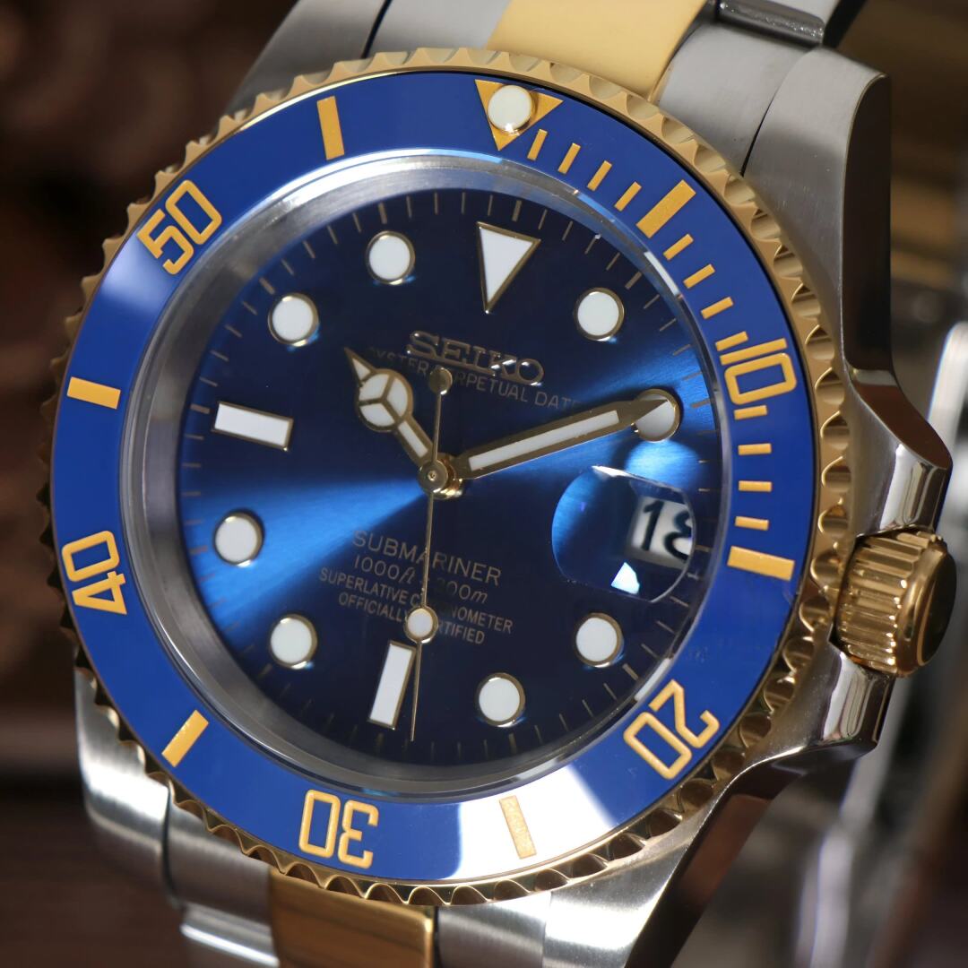 SeikoMod Submariner Twotone Blue