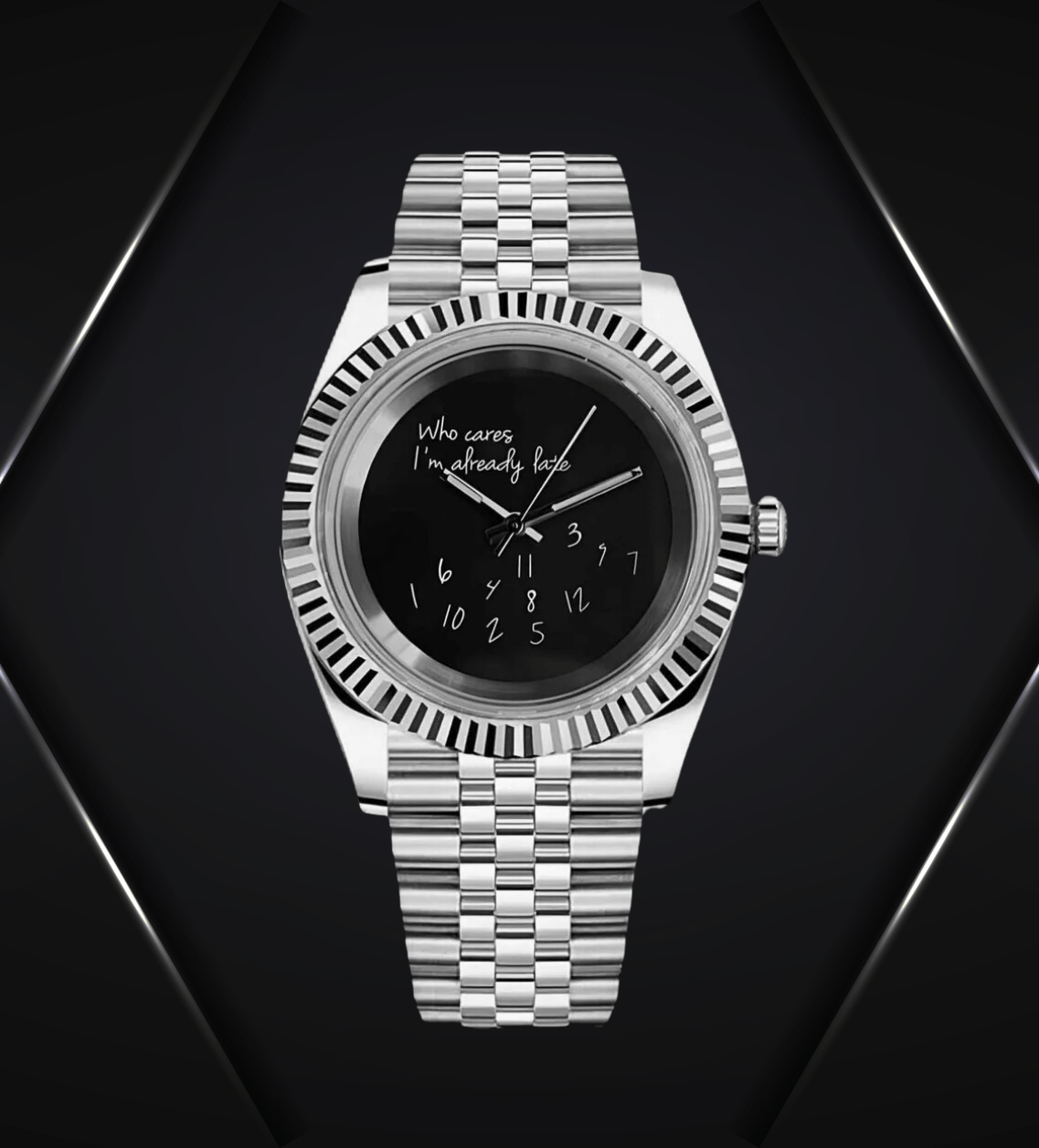 DatejustMod "Who Cares?" - Black