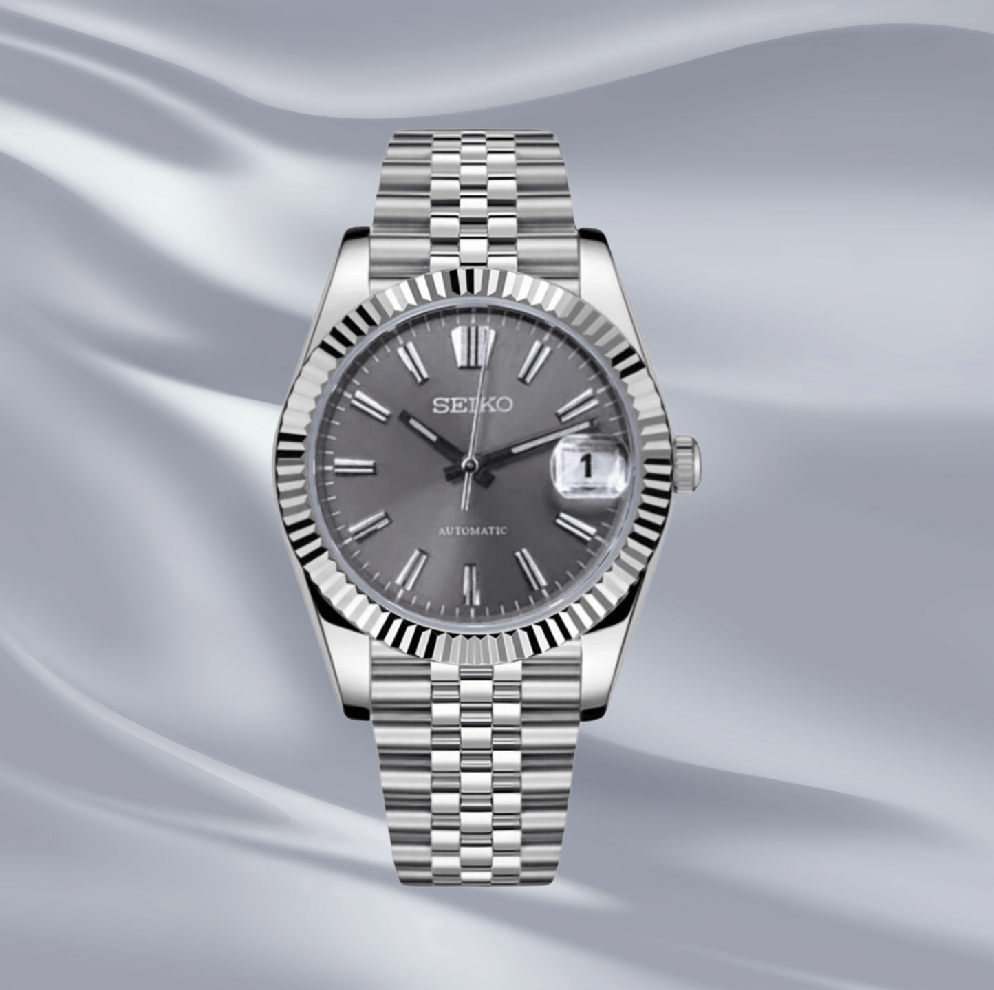SeikoMod Datejust Sunburst Grey (Jubilee)