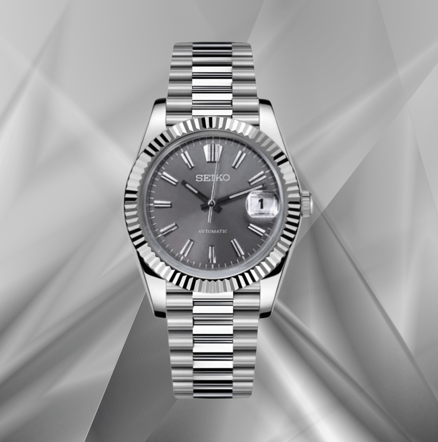 SeikoMod Datejust Sunburst Grey (President)