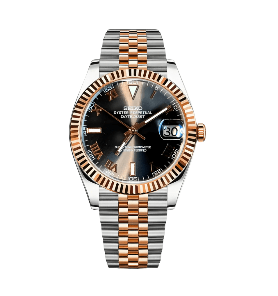 SeikoMod Datejust Twotone Black Roman