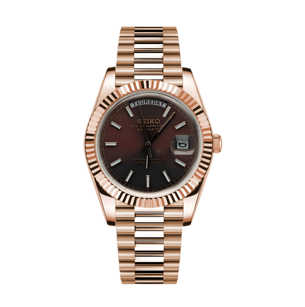 SeikoMod Day-Date Rose Gold Chocolate