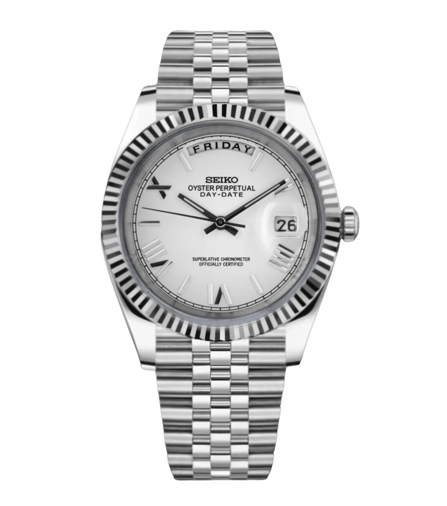 SeikoMod Day-Date White Roman