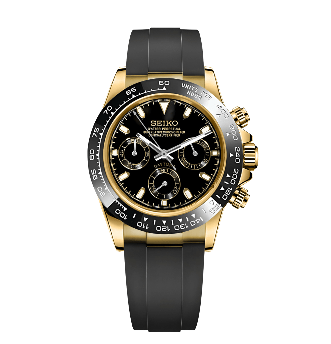SeikoMod Daytona Gold Black