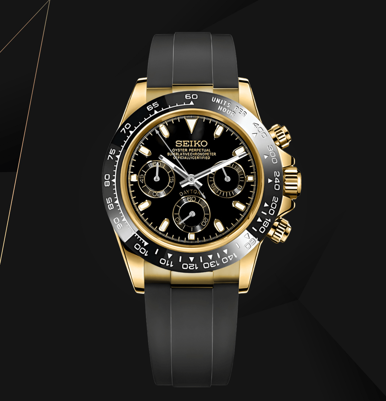 SeikoMod Daytona Gold Black