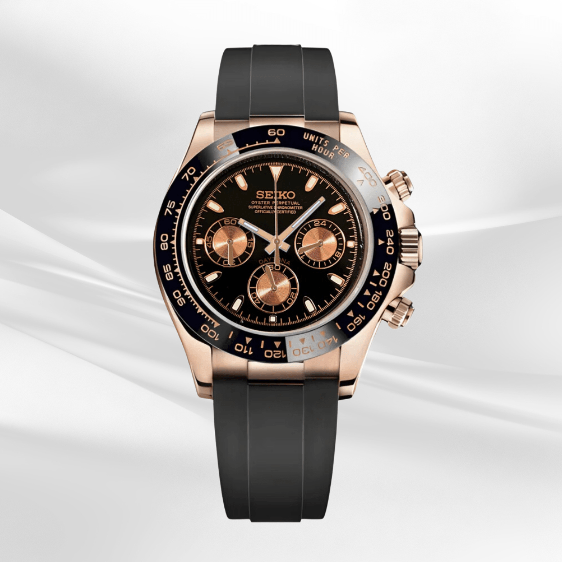 SeikoMod Daytona Rose Gold - Black