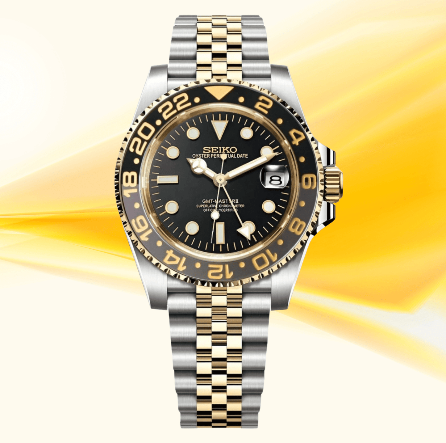 SeikoMod GMT Twotone Gold Black