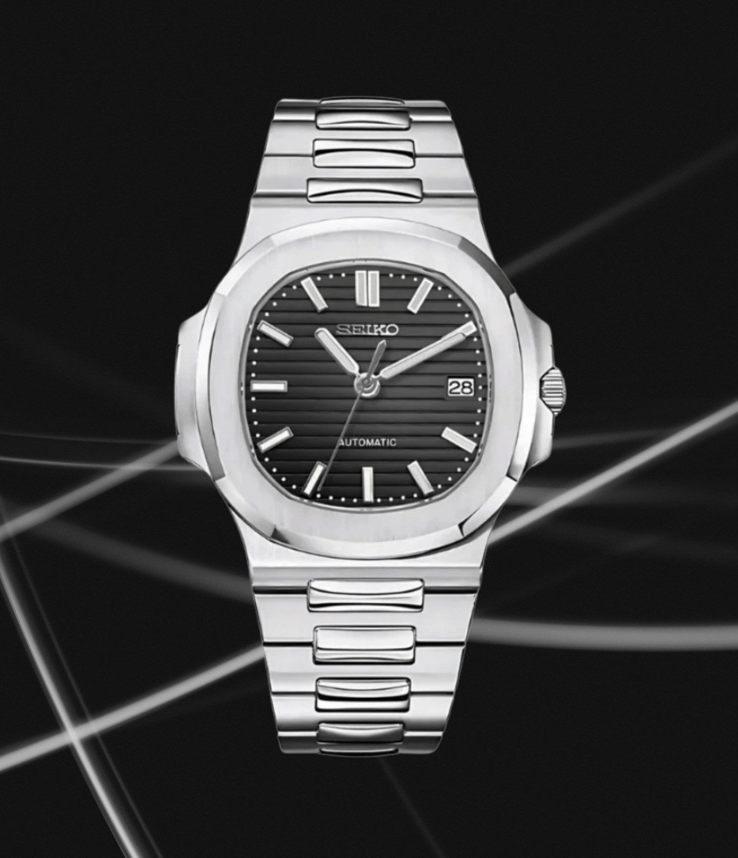 SeikoMod Nautilus Silver Black