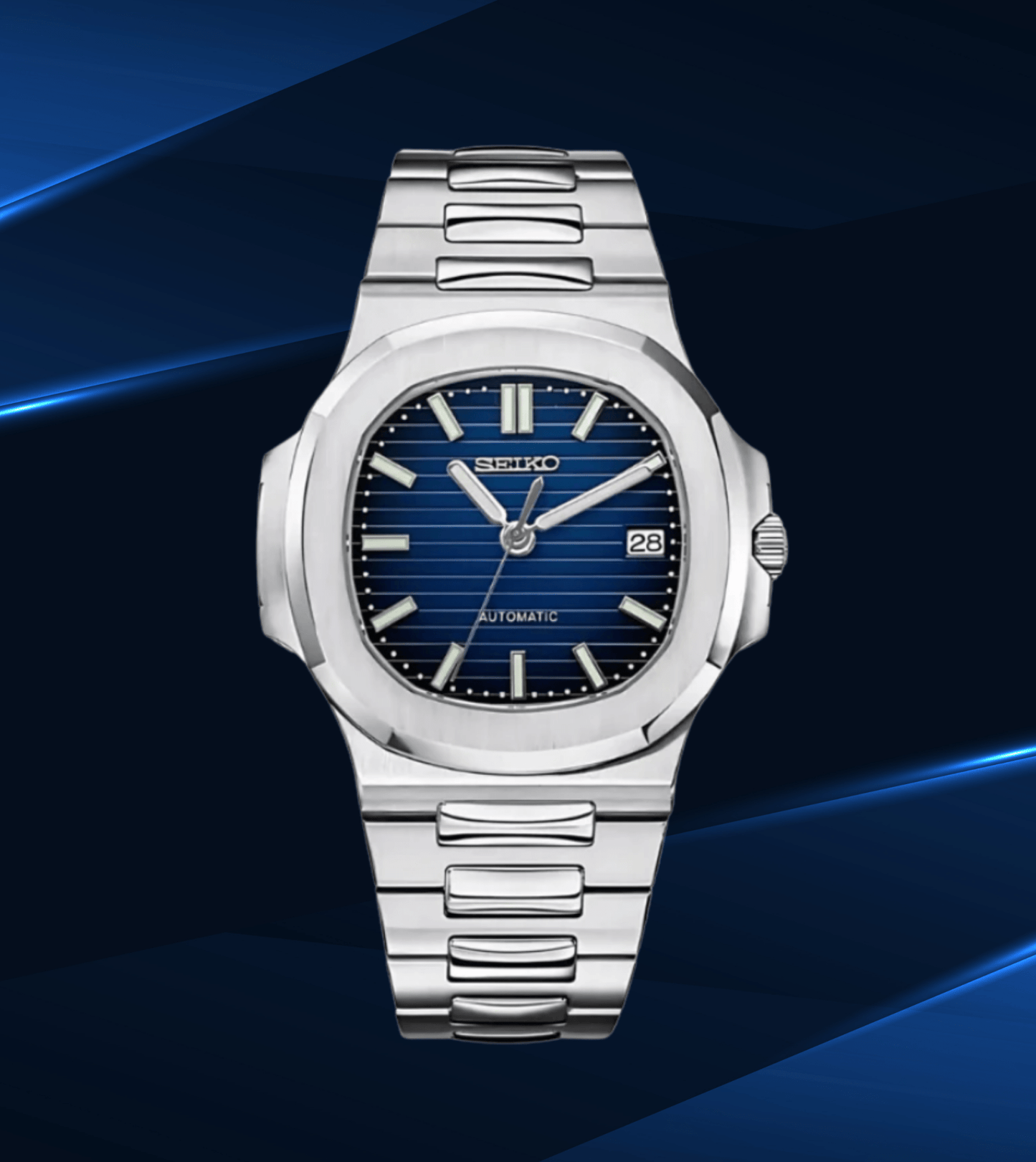 SeikoMod Nautilus Silver Blue