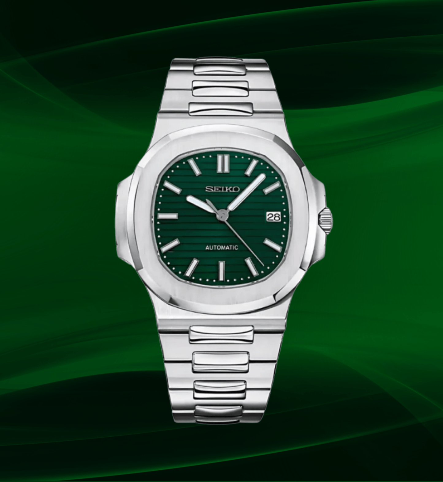 SeikoMod Nautilus Silver Green