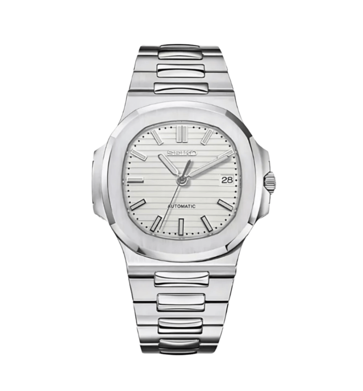 SeikoMod Nautilus Silver White