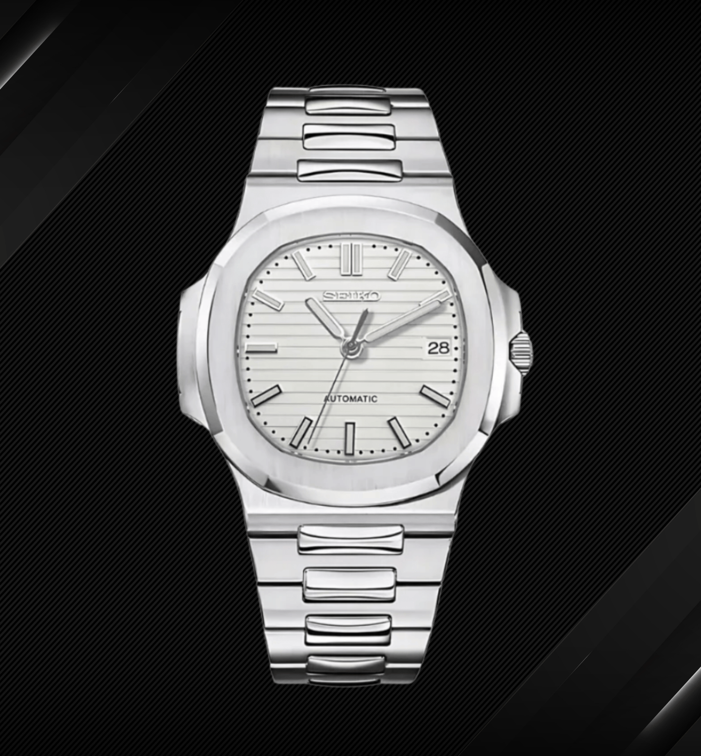 SeikoMod Nautilus Silver White