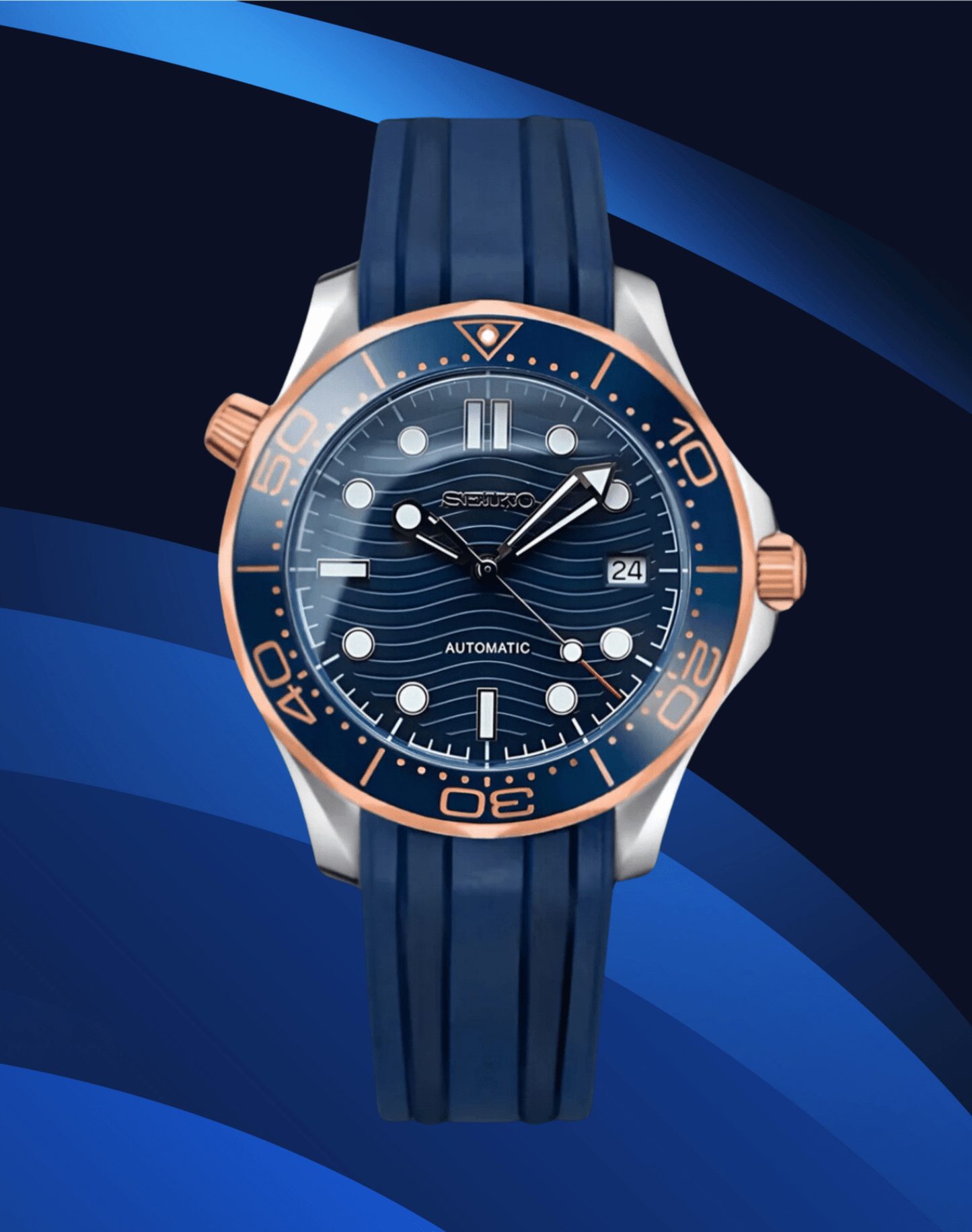 SeikoMod Seamaster Rose Gold Blue