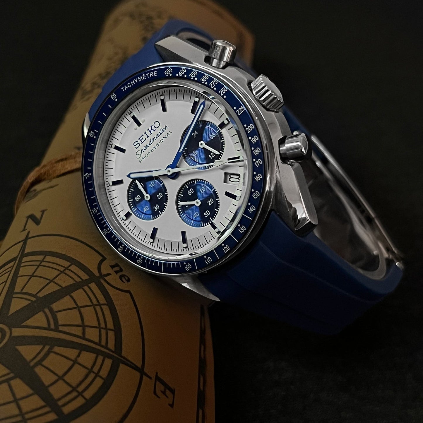 Custom Blue Speed Chrono SeikoMod