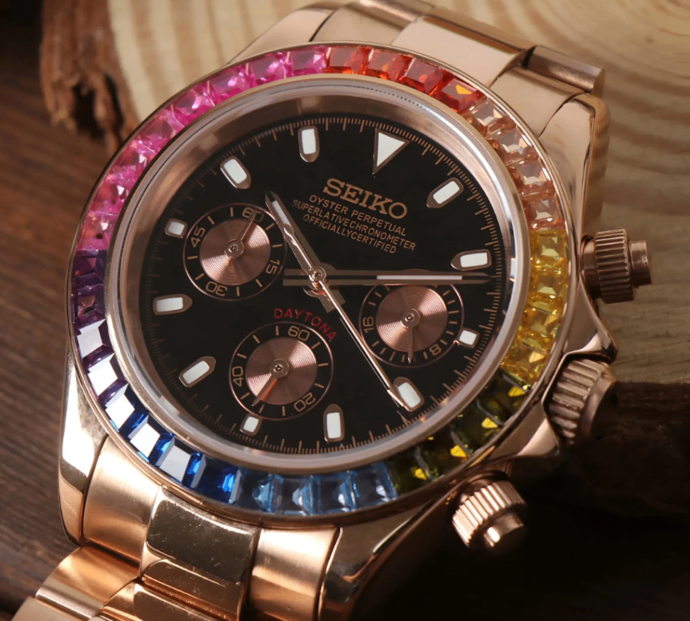 SeikoMod Daytona Rose Gold - Rainbow