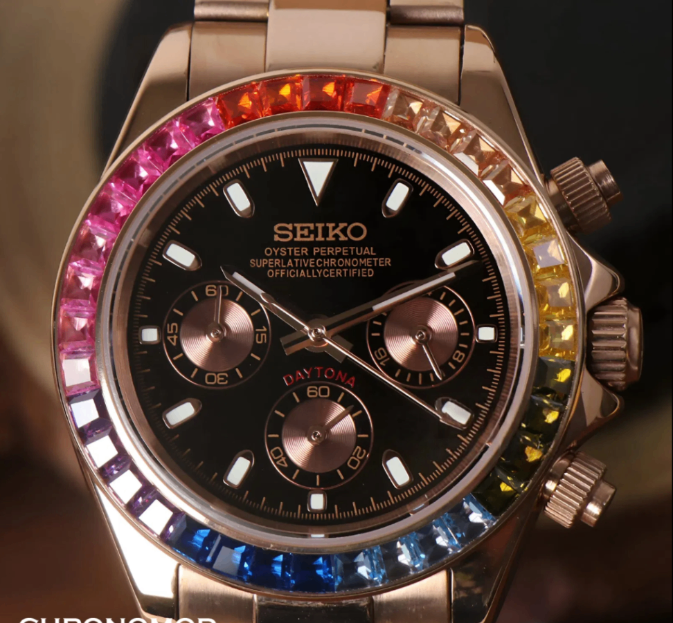 SeikoMod Daytona Rose Gold - Rainbow