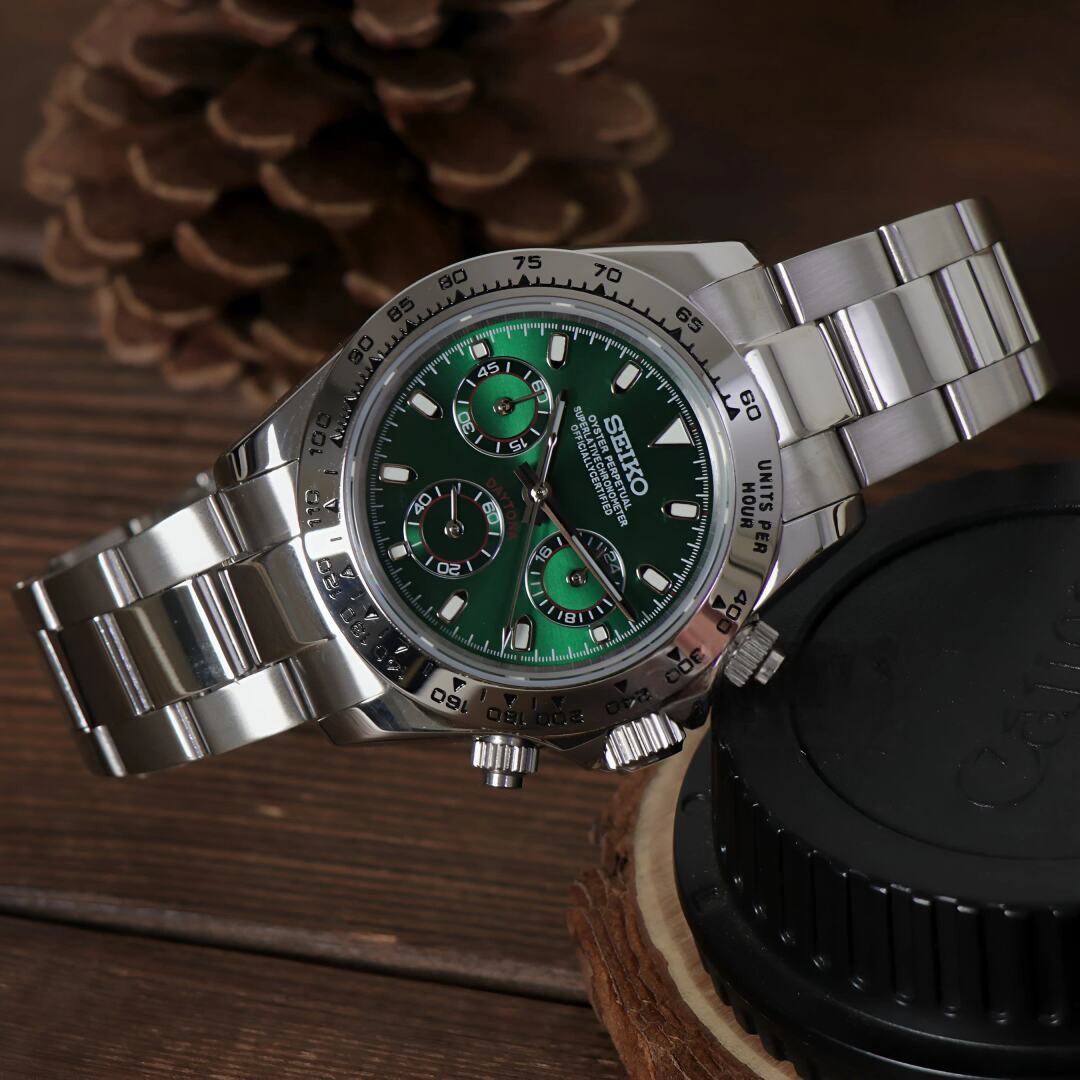 SeikoMod Daytona Silver Green