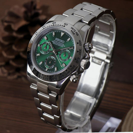 SeikoMod Daytona Silver Green