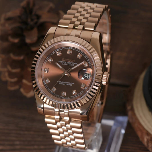 SeikoMod Datejust Rose Gold Crystal Champagne
