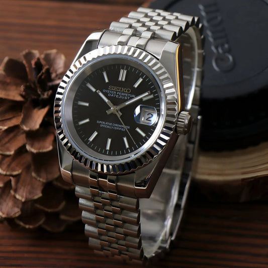 SeikoMod Datejust Sliver Black