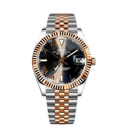 SeikoMod Datejust Twotone Black Roman