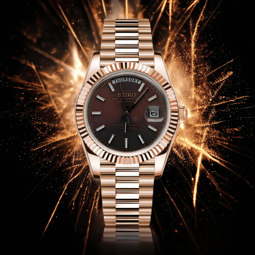 SeikoMod Day-Date Rose Gold Chocolate