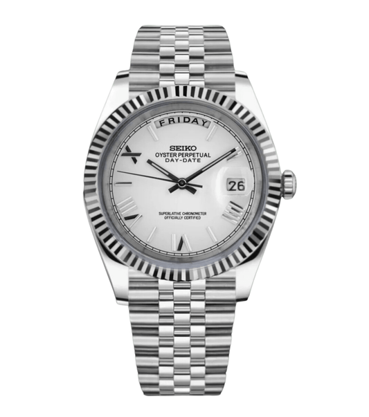 SeikoMod Day-Date White Roman