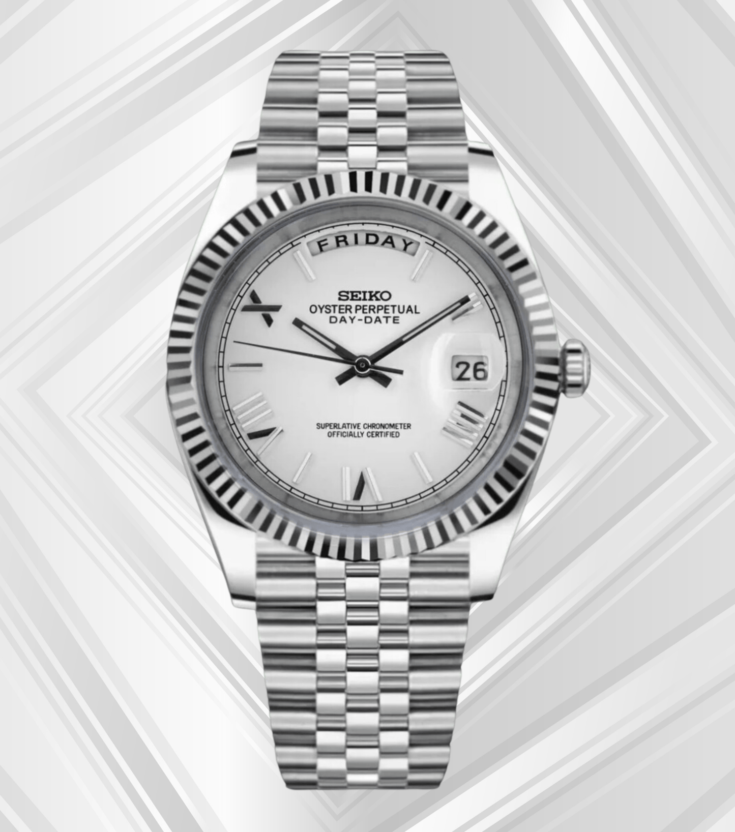 SeikoMod Day-Date White Roman