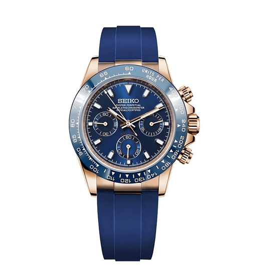 SeikoMod Daytona Rose Gold Blue - Silicone