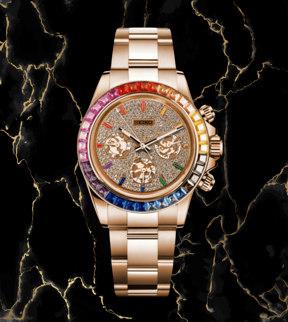 SeikoMod Daytona Rose Gold - Ice Rainbow