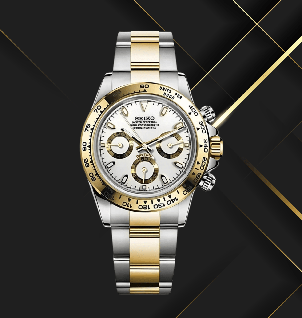 SeikoMod Daytona Two-Tone Gold White