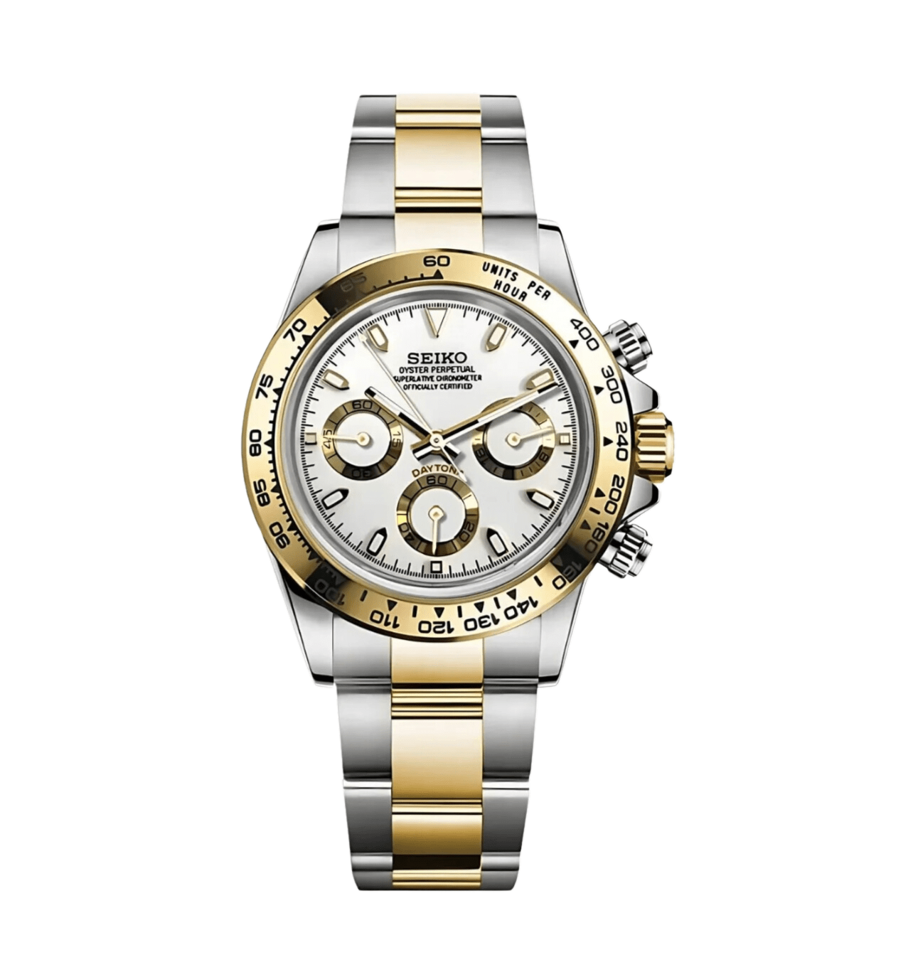 SeikoMod Daytona Two-Tone Gold White