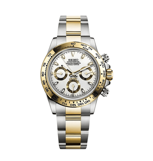 SeikoMod Daytona Two-Tone Gold White