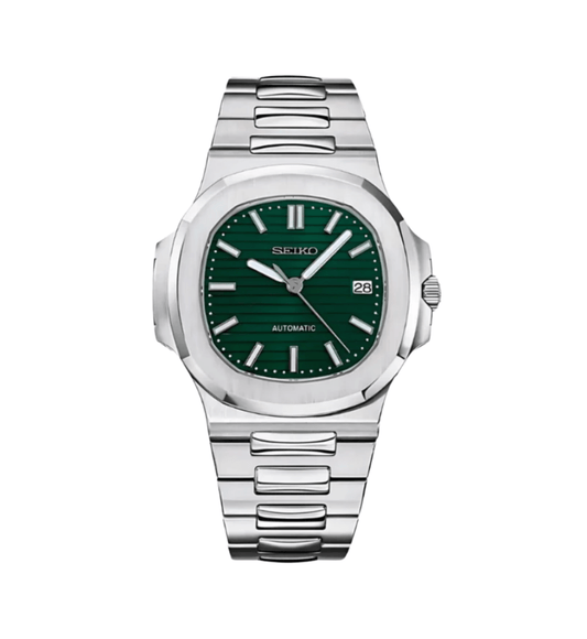 SeikoMod Nautilus Silver Green