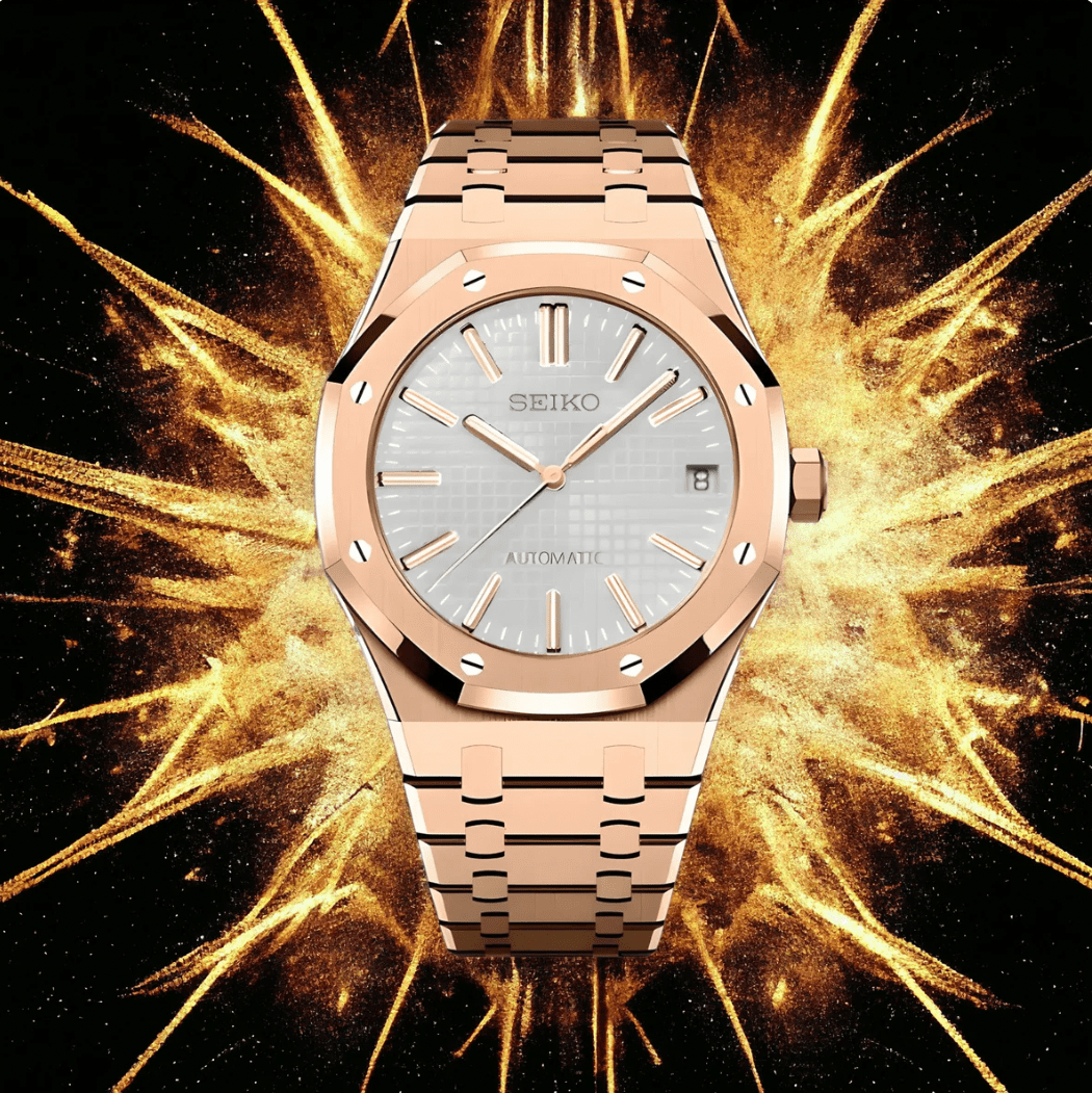 SeikoMod Royal Oak Rose Gold - White