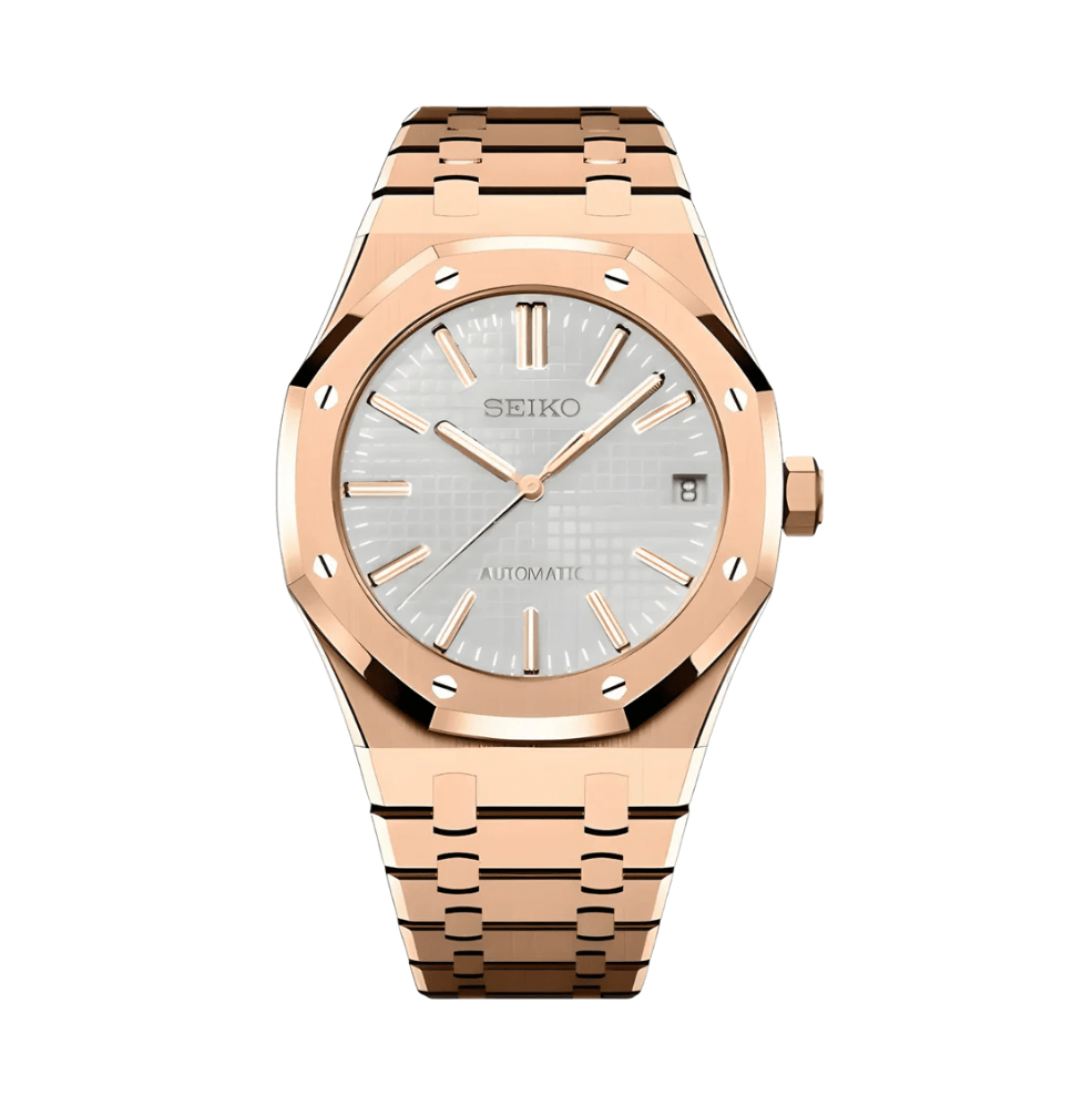 SeikoMod Royal Oak Rose Gold - White