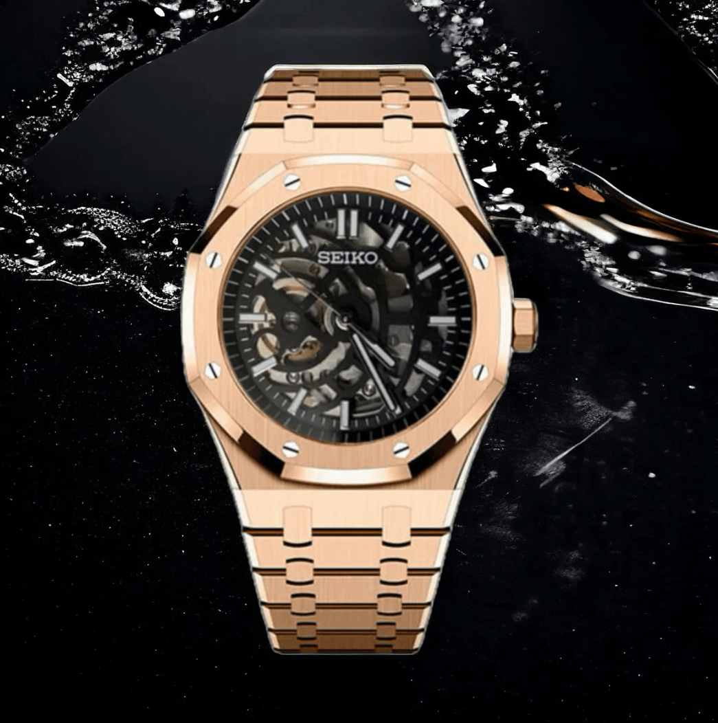 SeikoMod Royal Oak Skeleton Rose Gold